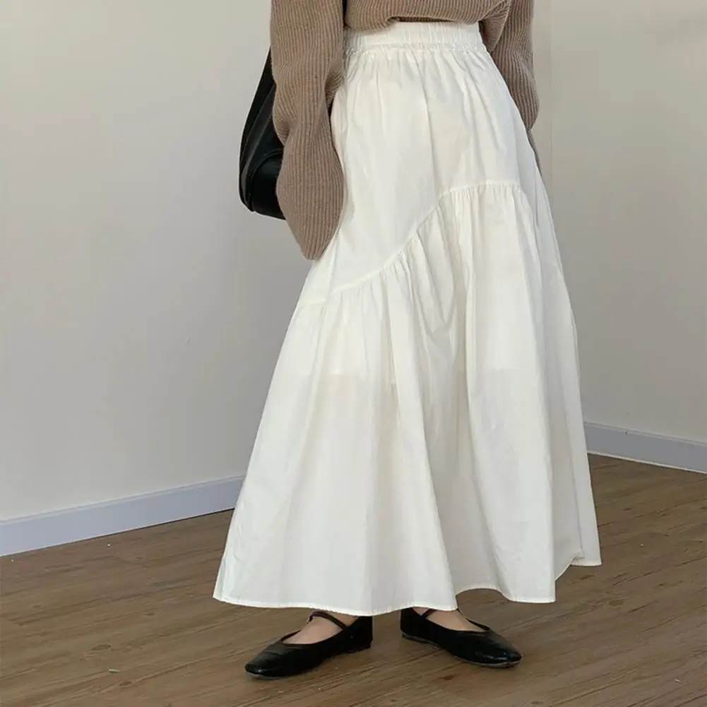 

Vintage Wavy Pleated Skirt Korean Fashion Harajuku Grunge High Waist Long Skirt Summer Elastic Waist Midi Skirt Commuting Skirts