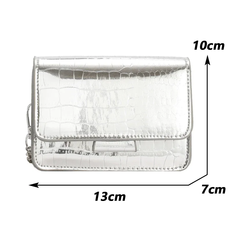 Vintage kobiety srebrna elegancka torba Crossbody luksusowy projektant maลe torby na ramiฤ moda zลota Mini kwadratowa urocza skรณra Pu torebka sac