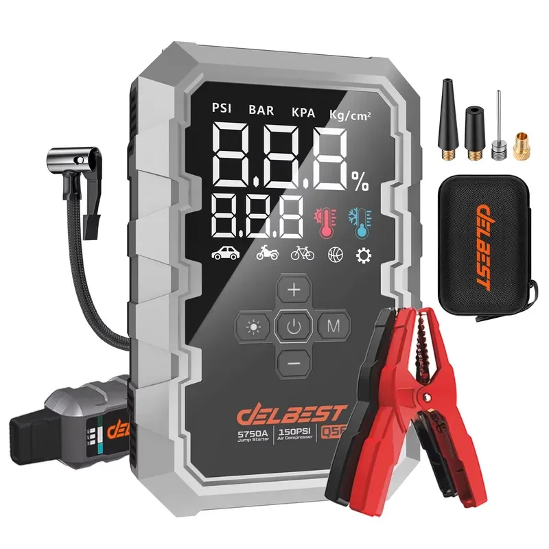 4-In-1 portable car battery emergency start power supply mobile power supply 34000mAh lithium battery pack with tire inflator