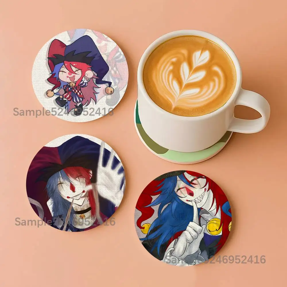 

T-Trapped With Jester Game Round Wooden Coasters For Design Suitable for Drinks Tea,Coffee Home Perfect Gift Holidays