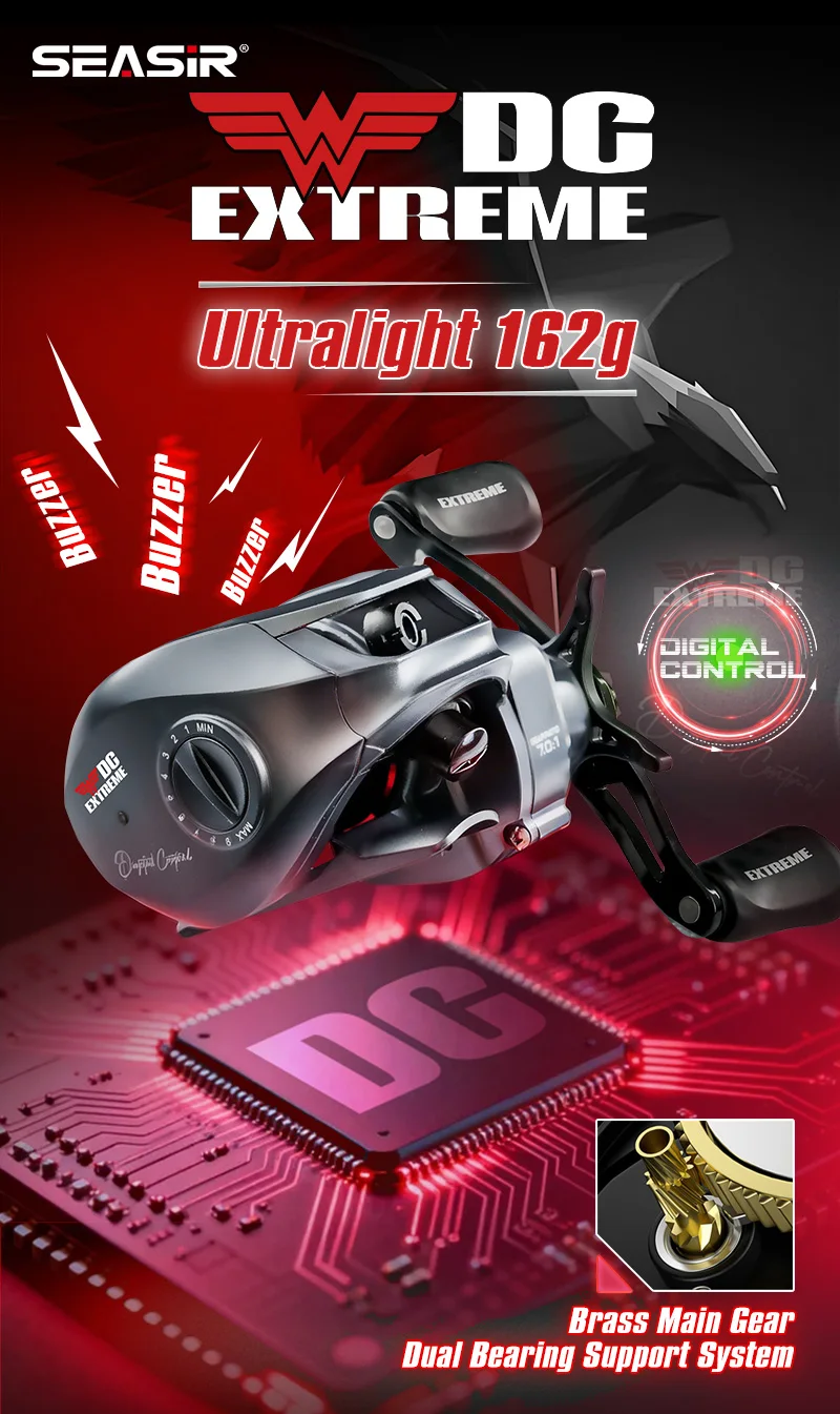 Seasir Extreme DC Rolle BFS Ultraleicht 162g Baitcasting Angelrolle Digitale Steuerung Messinggetriebe 7.0:1 Max Bremskraft 6kg Salzwasser – Detail 5