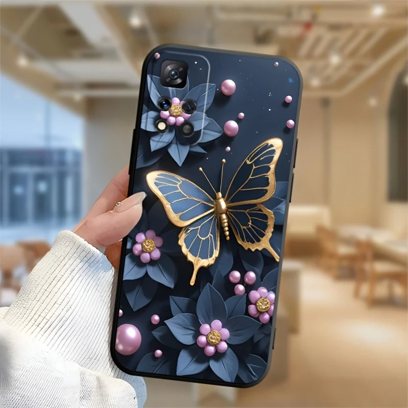Kimsan Butterfly and Flower Pattern Soft Rubber Phone Case for Redmi Note 15 14 13 12 11 PRO 5G 4G soft protective cover