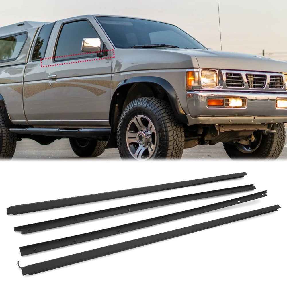 4PCS Car Window Glass Window Seal Moulding Trim For Nissan Hardbody Navara D21 1986-1996 1997 Door Belt Weatherstrip Outer Inner