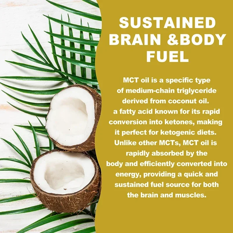 MCT Oil - Fatty Acid Fuel for Body, Brain, Appetite Control, Energy, Easy Digestion for Men & Women