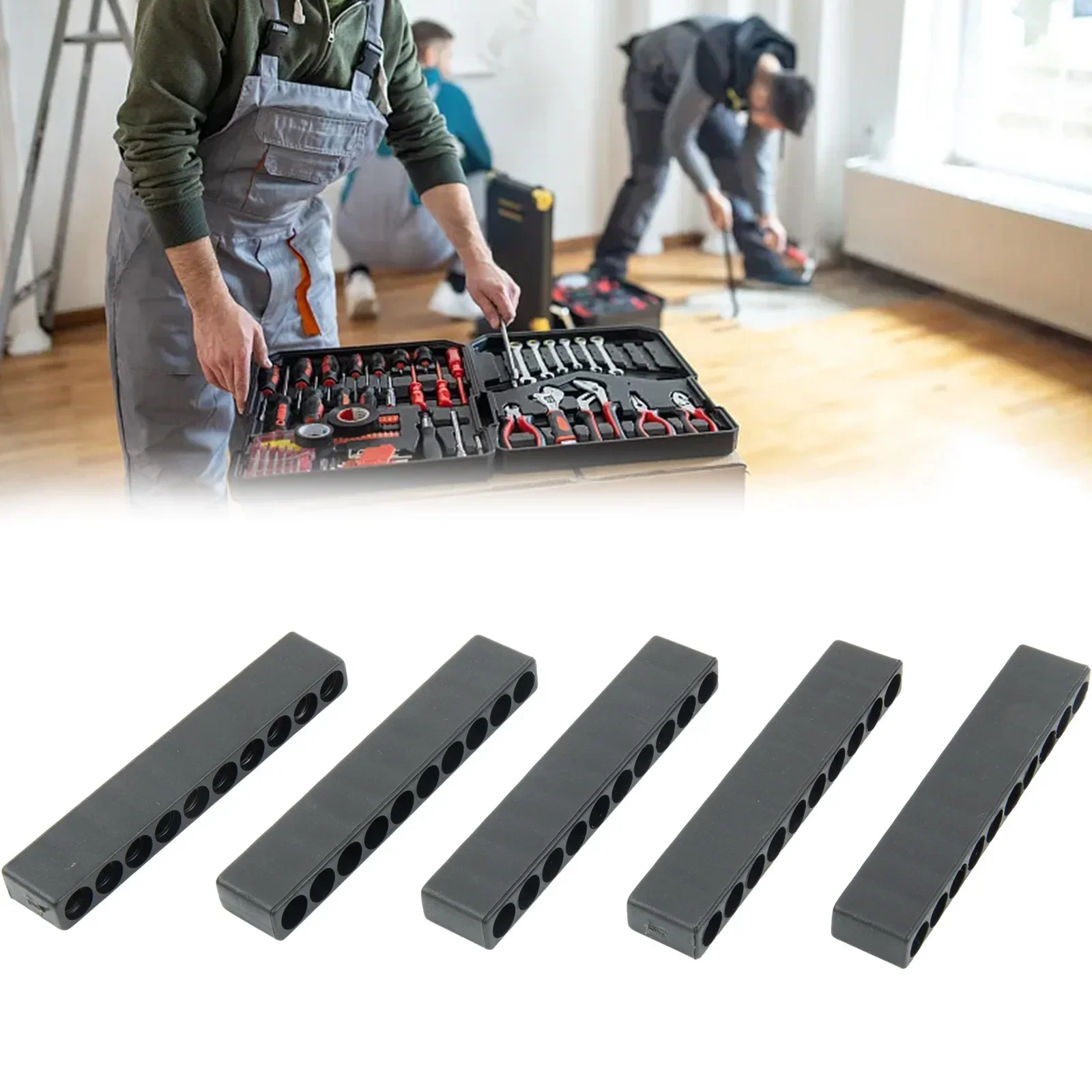 5pcs 10 Hole Bit Holder Black Plastic 1/4 Inch Hex Tool Hand Toolks Storage Tools Organizers For Screwdriver/drill Bit