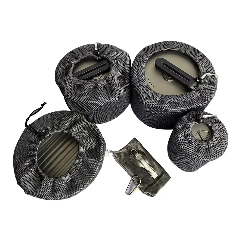 Camping tableware pure titanium outdoor frying pan folding camping pot soup pot wild titanium cookware