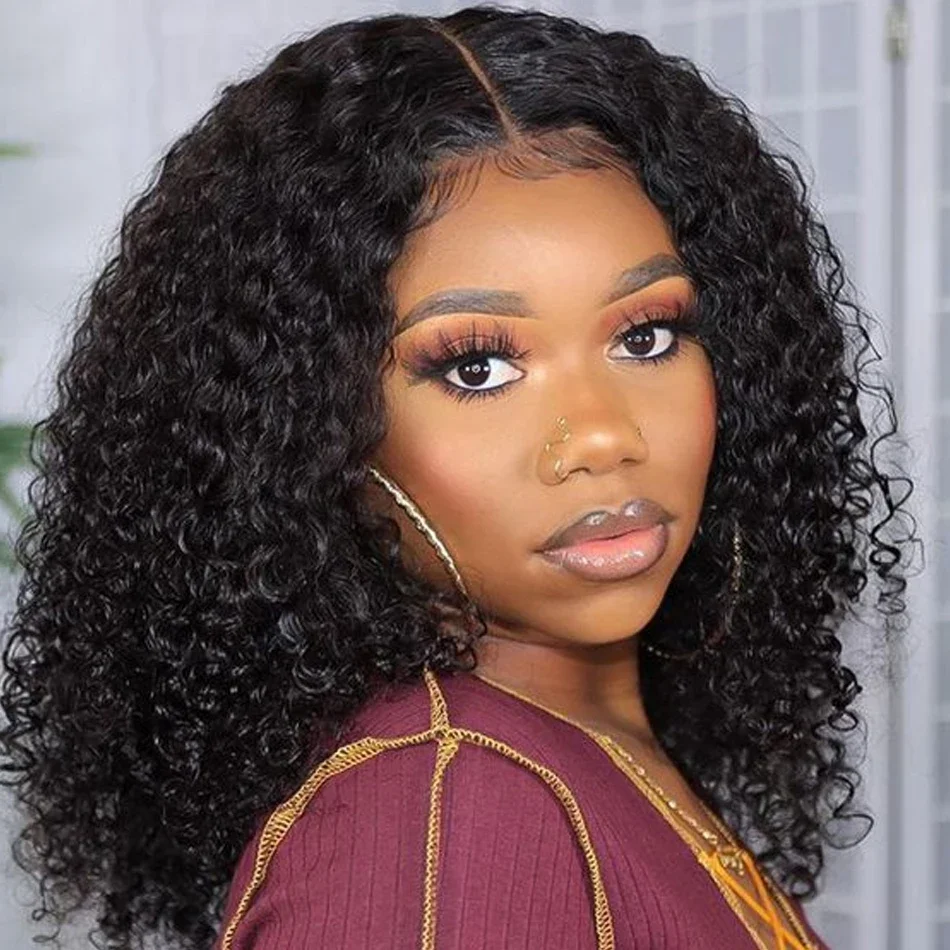 

Kinky Curly Bob Wigs 13x4 Lace Frontal Wig Human Hair Glueless Wigs 4x4 Deep Wave Lace Front Human Hair Wigs For Women Clearance