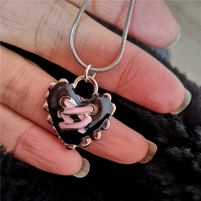 Gothic Punk Heart Pendant Choker Snake Chain Rope Chain Necklace For Women Y2k Aesthetic Vintage 2000s Jewelry Scene Accessories