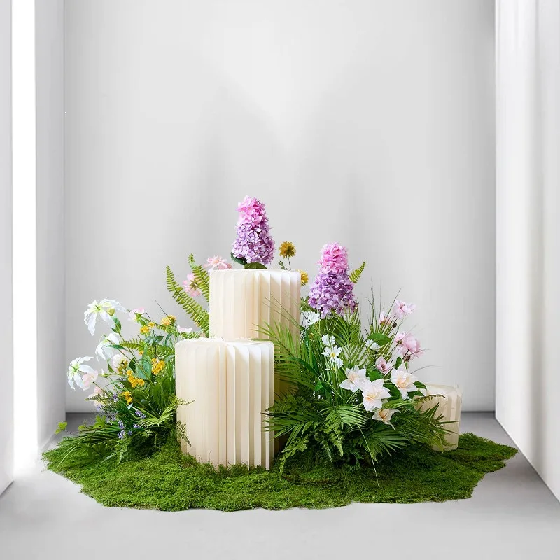 Window decoration scene arrangement fake flower simulation flower decoration light luxury high-end bionic green plant small land