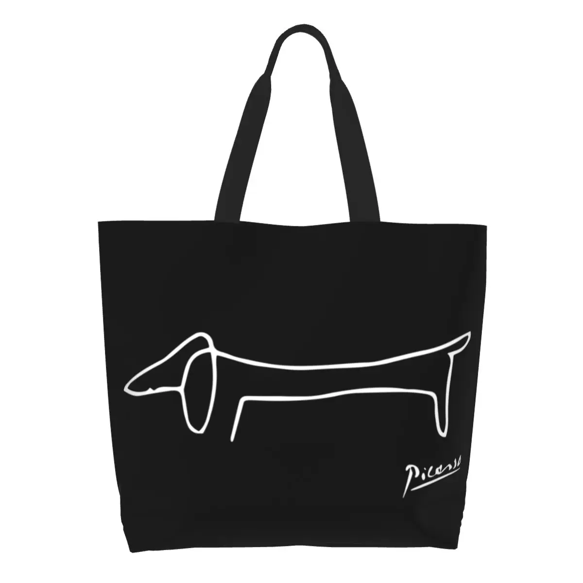 Pablo Picasso Dachsund Dog Groceries Tote Shopping Bags Women Kawaii Canvas Shoulder Shopper Bags Big Capacity Handbag