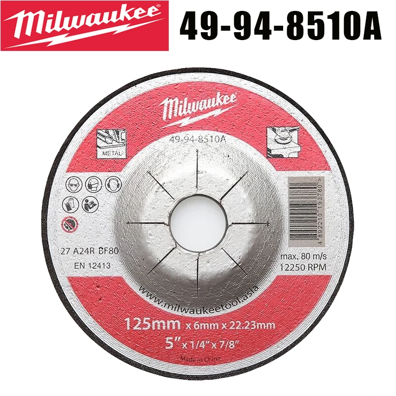 

Milwaukee 49-94-8510A Metal Grinding Wheel 125mm*6mm*22.23mm 12250RPM Power Tool Accessories
