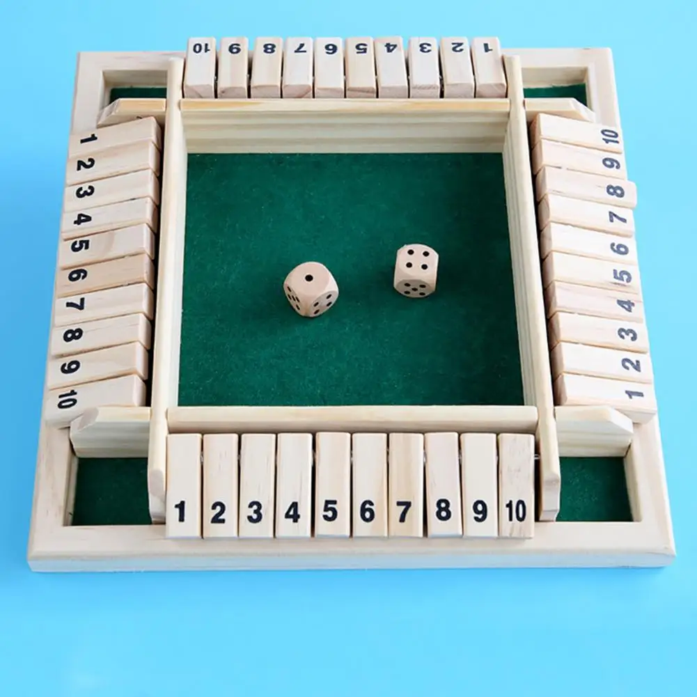 Educational Dice Game Wooden Shut Box Board Game with Dice Educational Math Number Strategy Game for 4 Players Fun Family Night