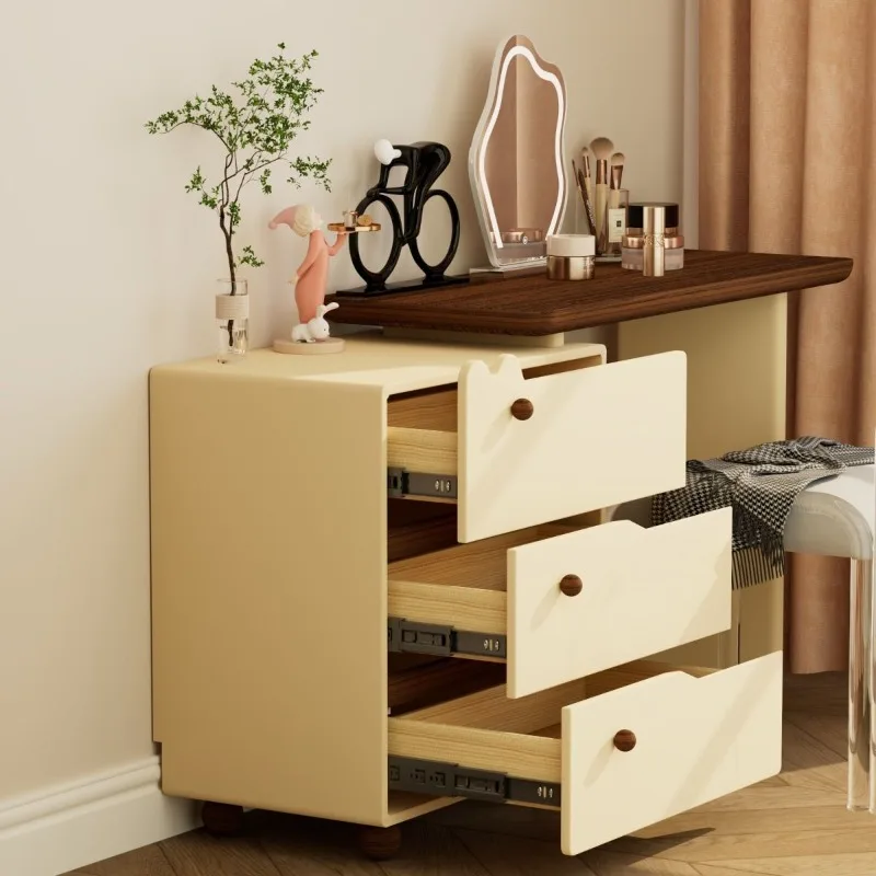 Solid wood vanity table, chest, integrated storage bedside dresser