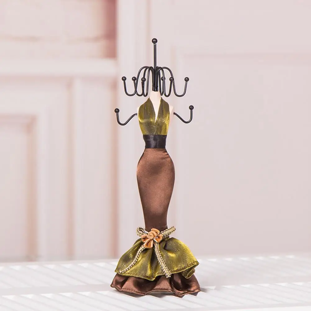 Mini Manikin Jewelry Stand Lady Mannequin Jewelry Organizer with 8 Hooks 2 Tier Necklace Bracelet Earring Ring Display Stand