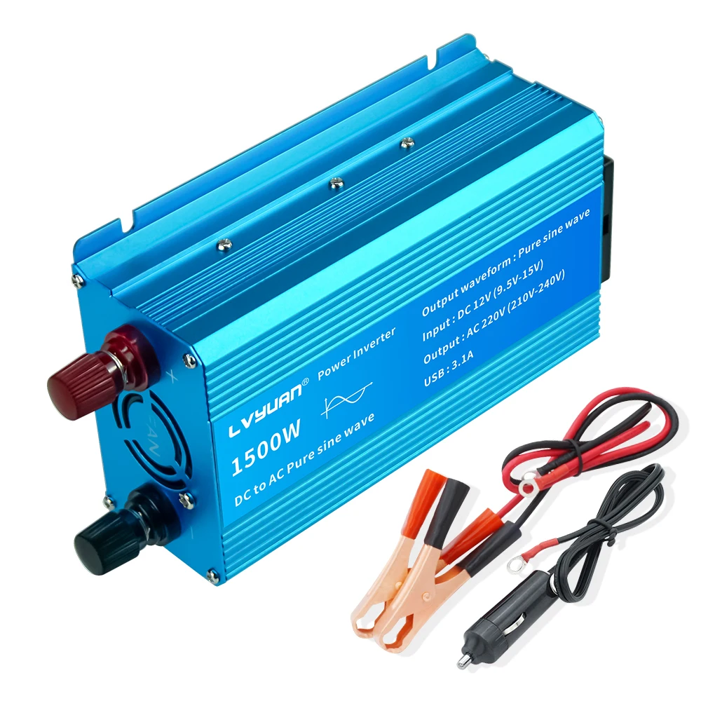 LVYUAN Car Inverter New Pure Sine Wave Inversor DC 12V/24V To AC 220V Voltage Converter EU/Universal Power Inverter