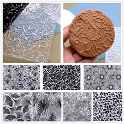 SNASAN Leaf Flower Plants Polymer Clay Texture Stamp Sheets Pattern DIY Embossing Art Clay Pottery Tools Individual Design