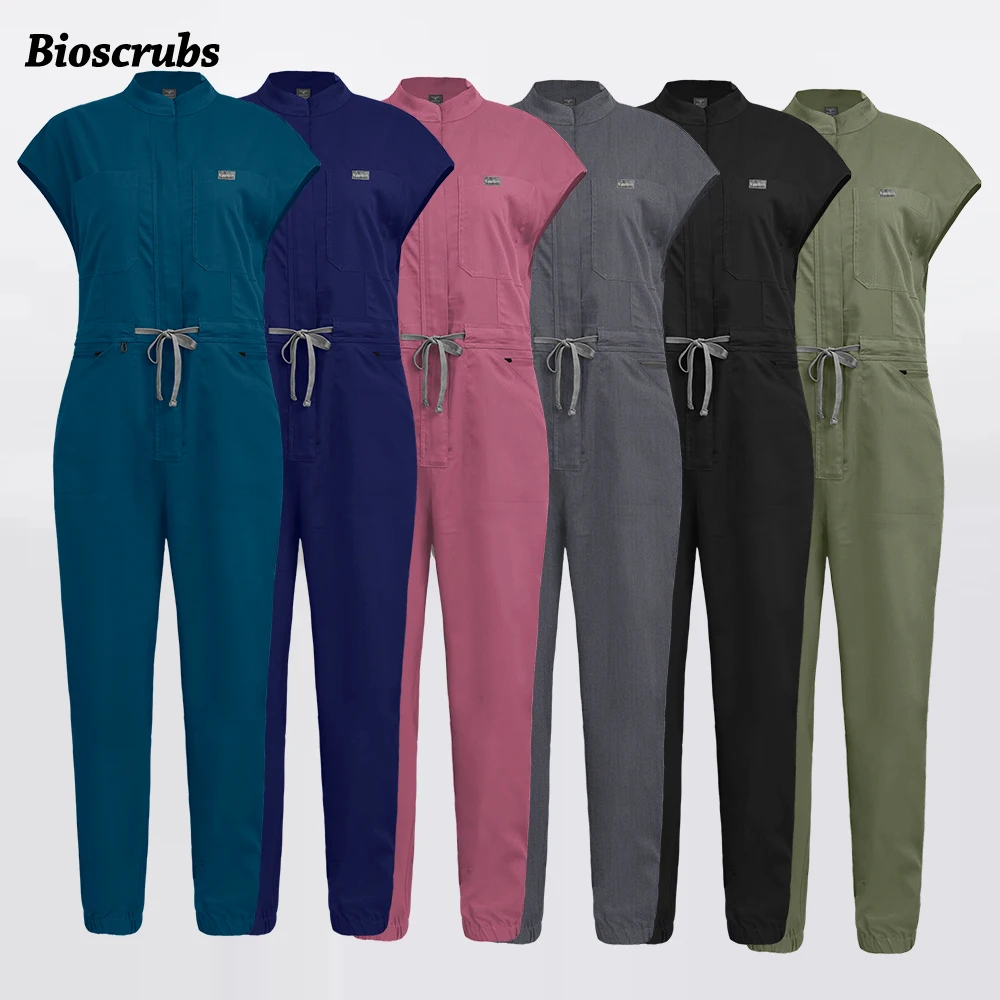 Short Sleeve Jumpsuits Dentist Overalls Hospital Doctor Nurse Uniform Lab Spa Beauty Clinic Workwear Medical Clothes Accessories