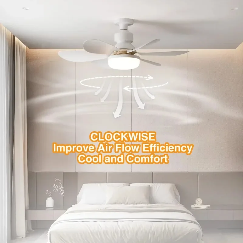 30W/40W Ceiling Fan with Remote Control LED Light Fan E27 Base, Intelligent Silent Ceiling Fan for Bedroom and Living Room