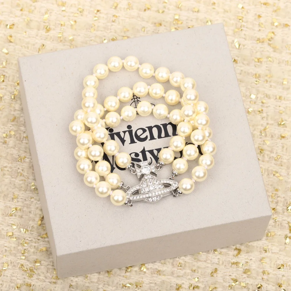 

Tier Pearl Bracelet for Women, Empress Style Layered Beaded Chain, Luxury Vintage Jewelry Gift, Summer Pearl Accessories