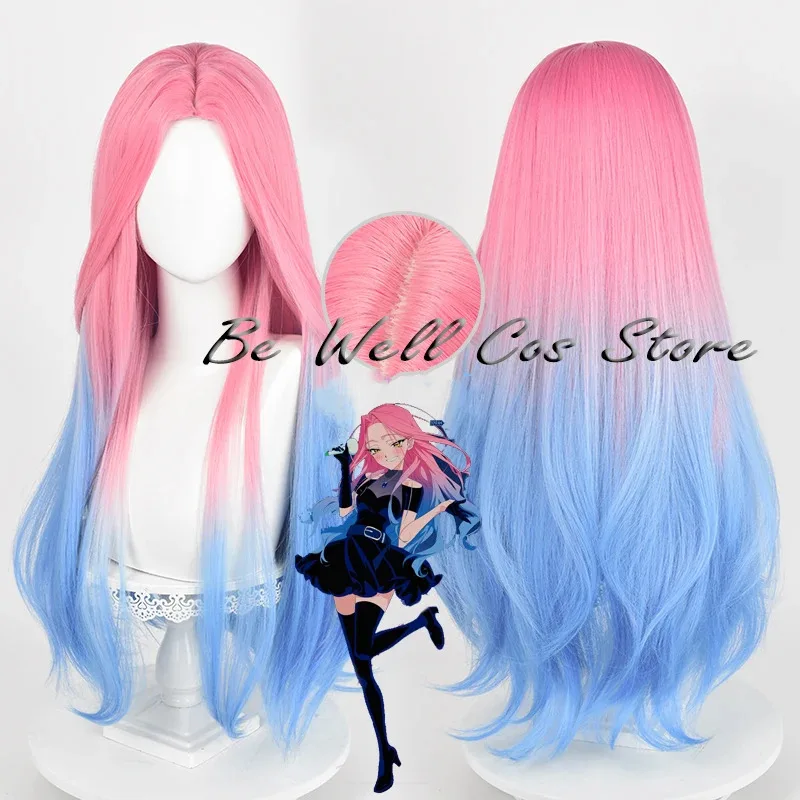 أزياء أنيمي ميزي التأثيرية شعر مستعار أداء ملابس النساء حفلة الهالوين كرنفال لعب الأدوار زي ميزي الوردي الأزرق التدرج الشعر