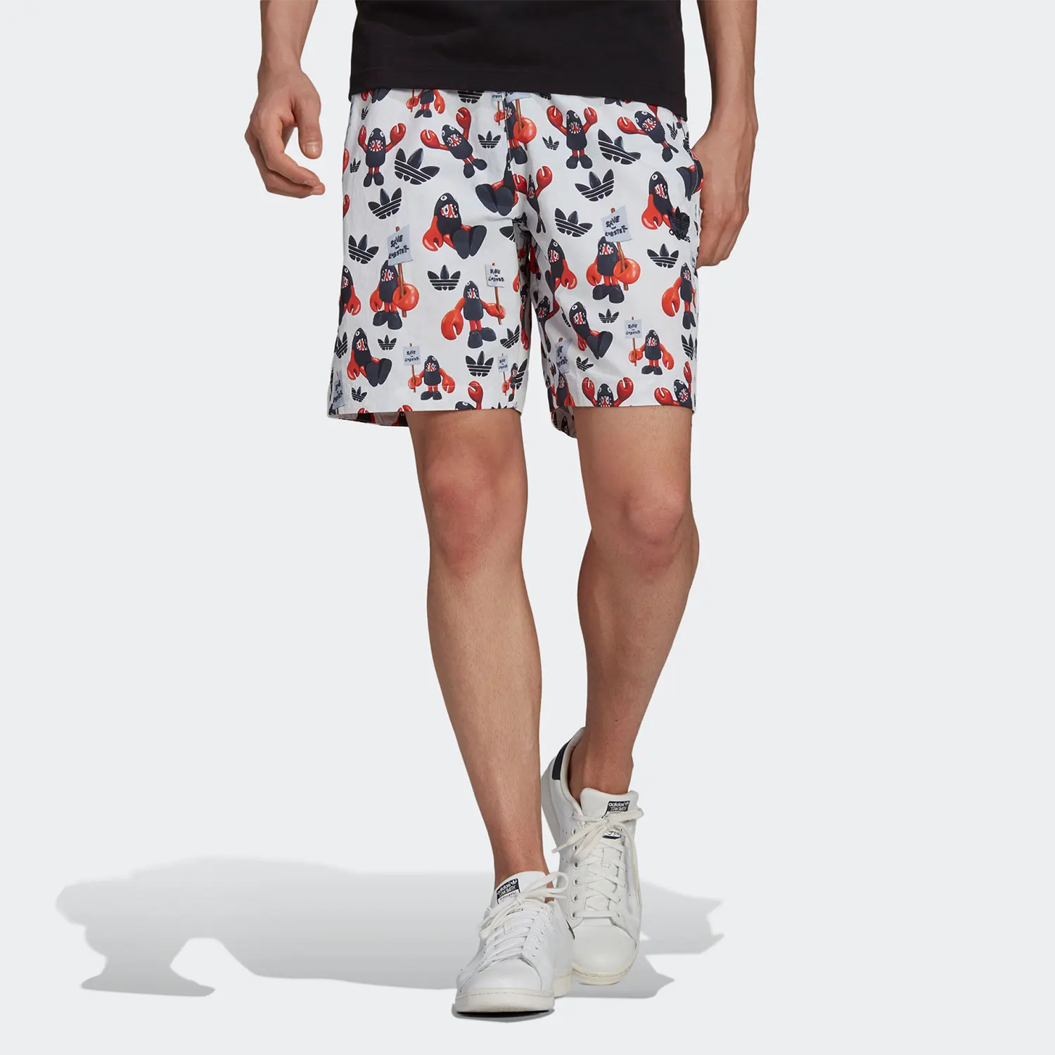 Adidas Originals New Season Men's Full Print Save Lobster Pattern Fashion Shorts HA4698