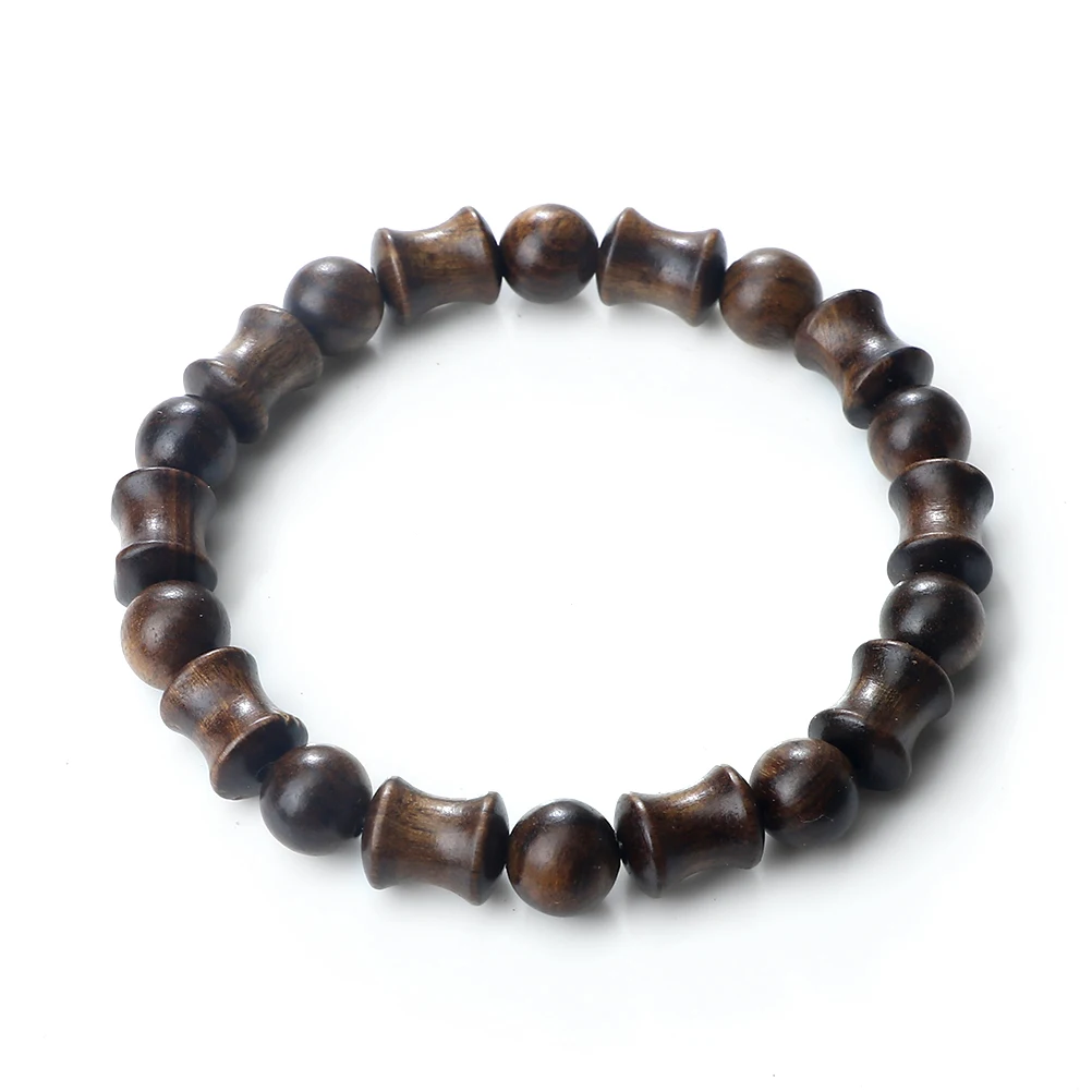 Black Natural Sandalwood Bracelets Buddhist 8mm Wooden Beads Men Bracelet&Bangles Prayer Rosary Jewelry Ebony Rosewood For Women