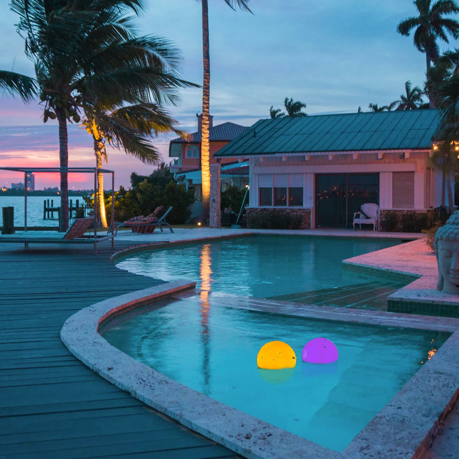 2Pcs Colorful Waterproof Floating Ball Lamp Outdoor Garden Lawn Pool Party Decoration Romantic Ambient Light Courtyard Lamp