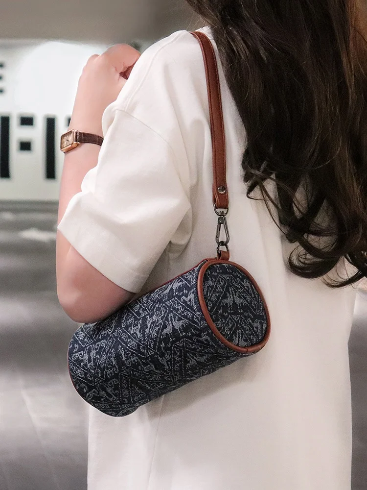 Bolsa redonda criativa com padrão de dragão e fênix, estilo tradicional chinês, presente feminino para o Festival Qixi.