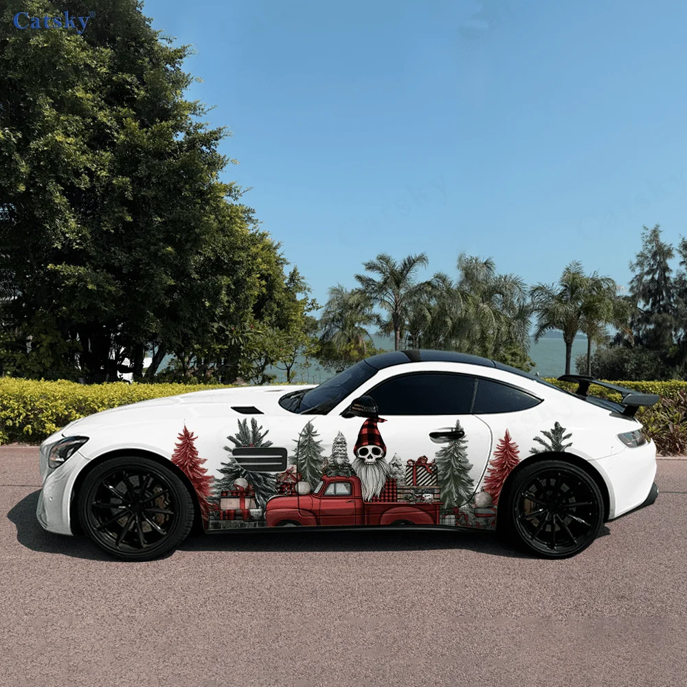 

Рождественская боковая наклейка со скелетом автомобиля, самоводонепроницаемая палочка из ПВХ, яркие внешние аксессуары для автомобиля, декор, защита подарка для влюбленных