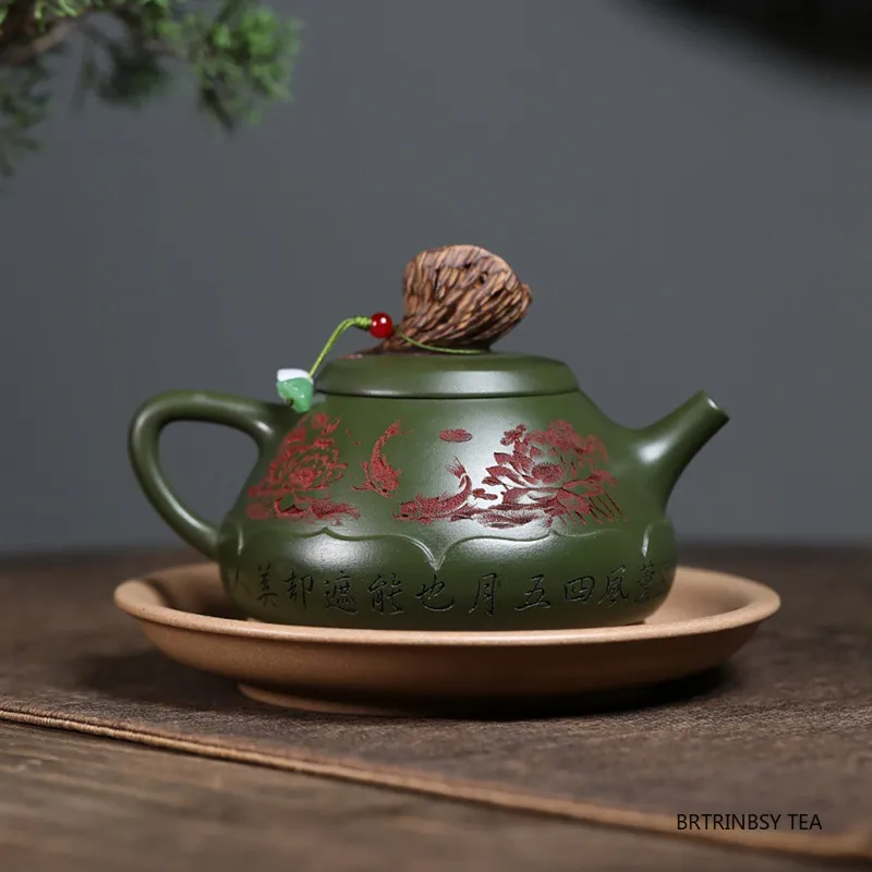 الصينية ييشينغ الأرجواني الطين إبريق الشاي الإبداعية اليدوية لوتس الضفدع براد شاي الخام خام الأخضر الطين غلاية المنزلية Zisha Teaware 310 مللي