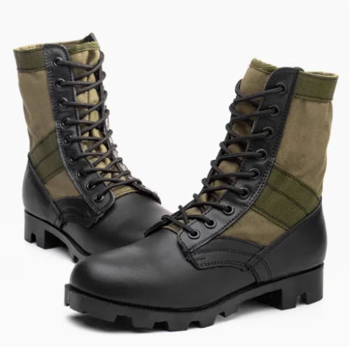 Stivali da combattimento delle forze speciali maschili e femminili Stivali da deserto in pelle verde militare Banama