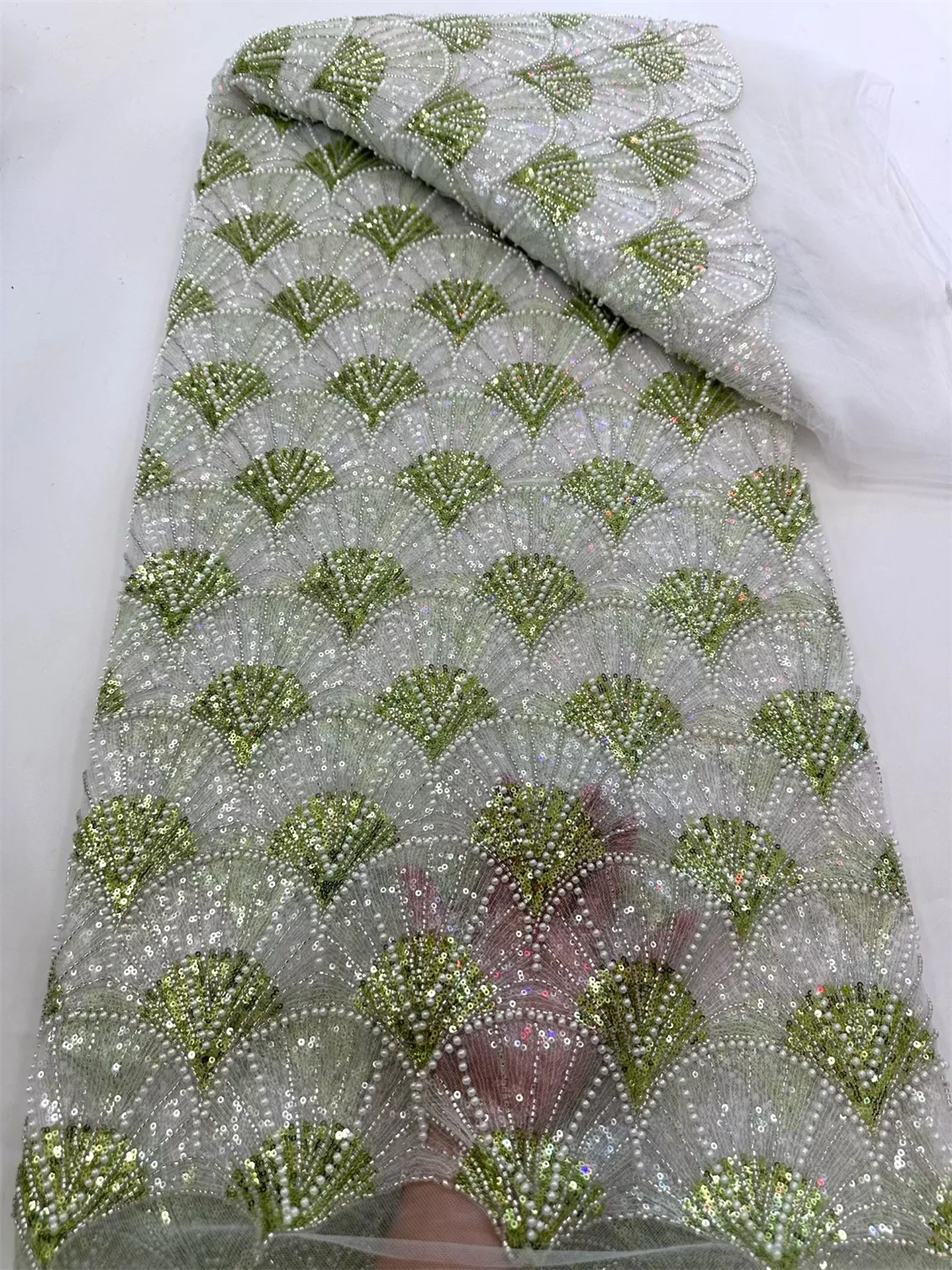 

Newest Luxury Heavy Bead Lace High Quality Net African Sequin Lace Fabric Embroidery 2026 Dresses for Wedding Bridal
