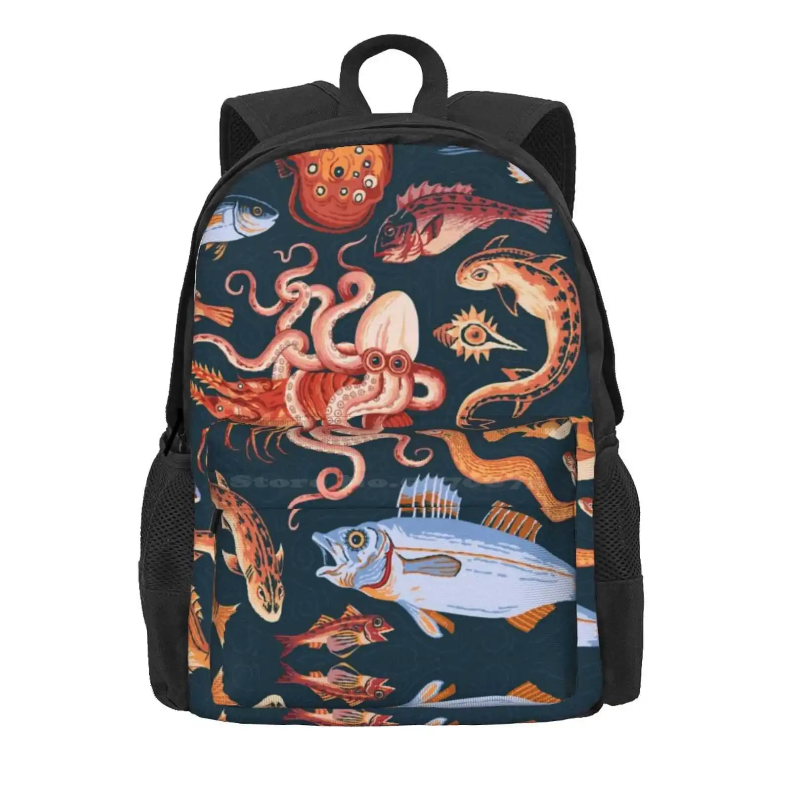 Pompeii Marine Mosaic Hot Sale Schoolbag Backpack Fashion Bags Pompeii Ancient Mosaic Roman Archaeology Ocean Octopus