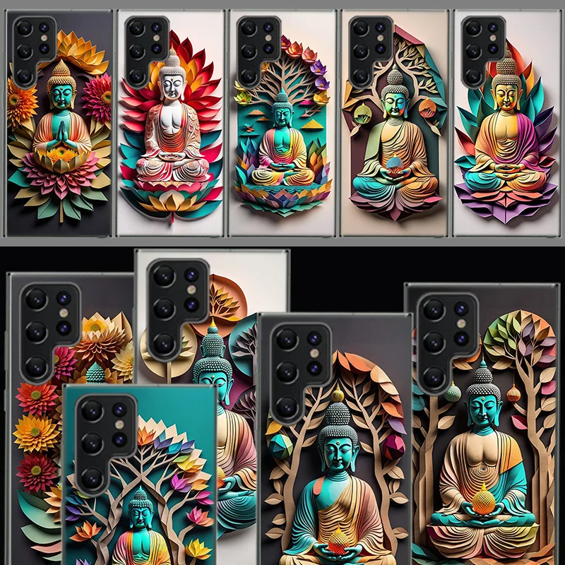 Origami Paper Cuttings Buddha Cover For Samsung Galaxy S21 S20 S23 FE S22 S24 Ultra Phone Case S10 S10E S8 S9 Plus S7 S6  Edge C