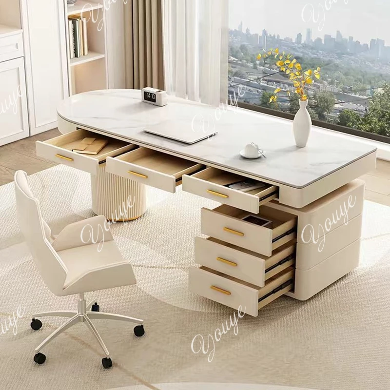 Cream Wind Slate Desk Household Simple Desktop Computer Desk Light Luxury Boss Office Consultation Desk