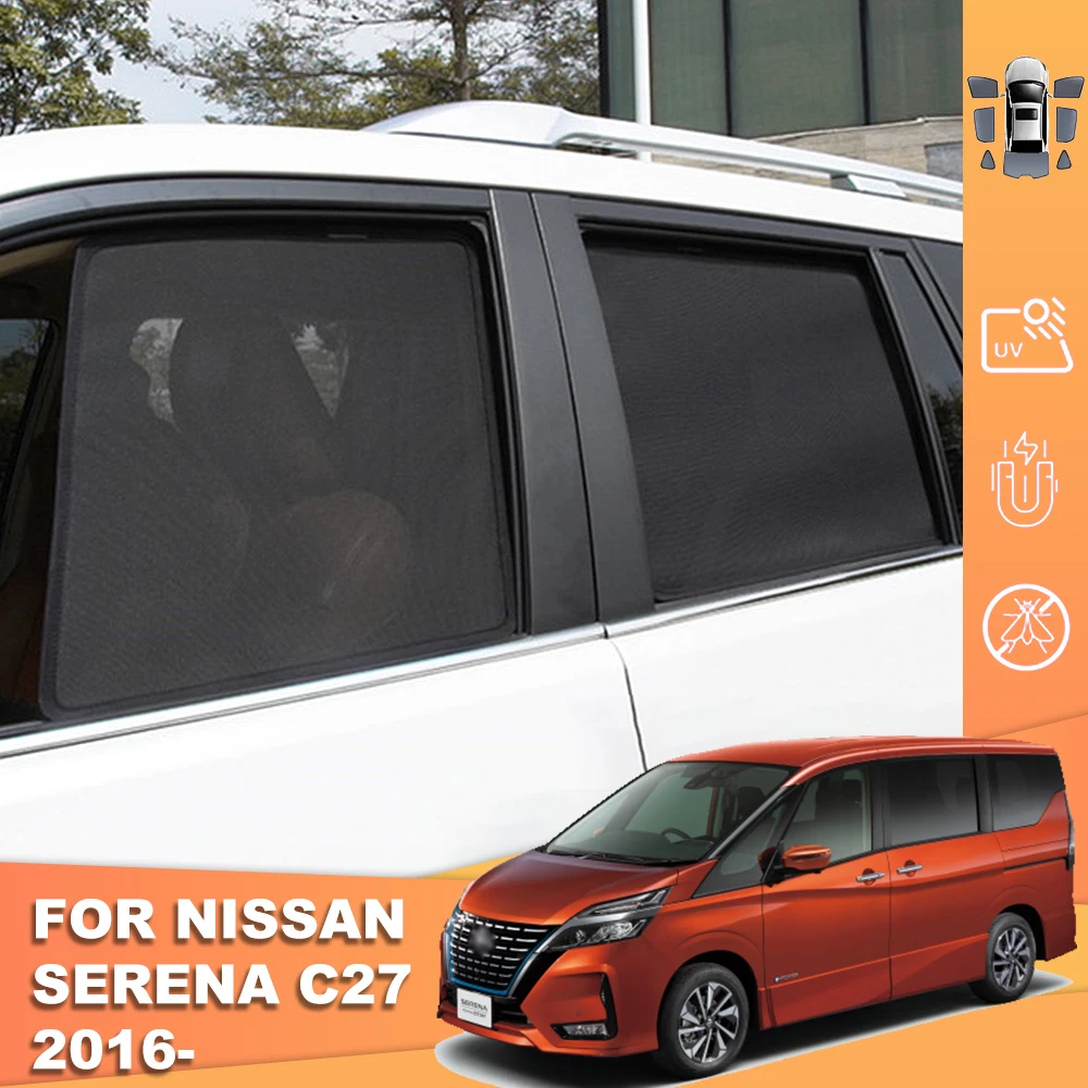 

For Nissan SERENA C27 2016-2022 Magnetic Car Sunshade Visor Front Windshield Frame Curtain Rear Side Window Sun Shade Shield