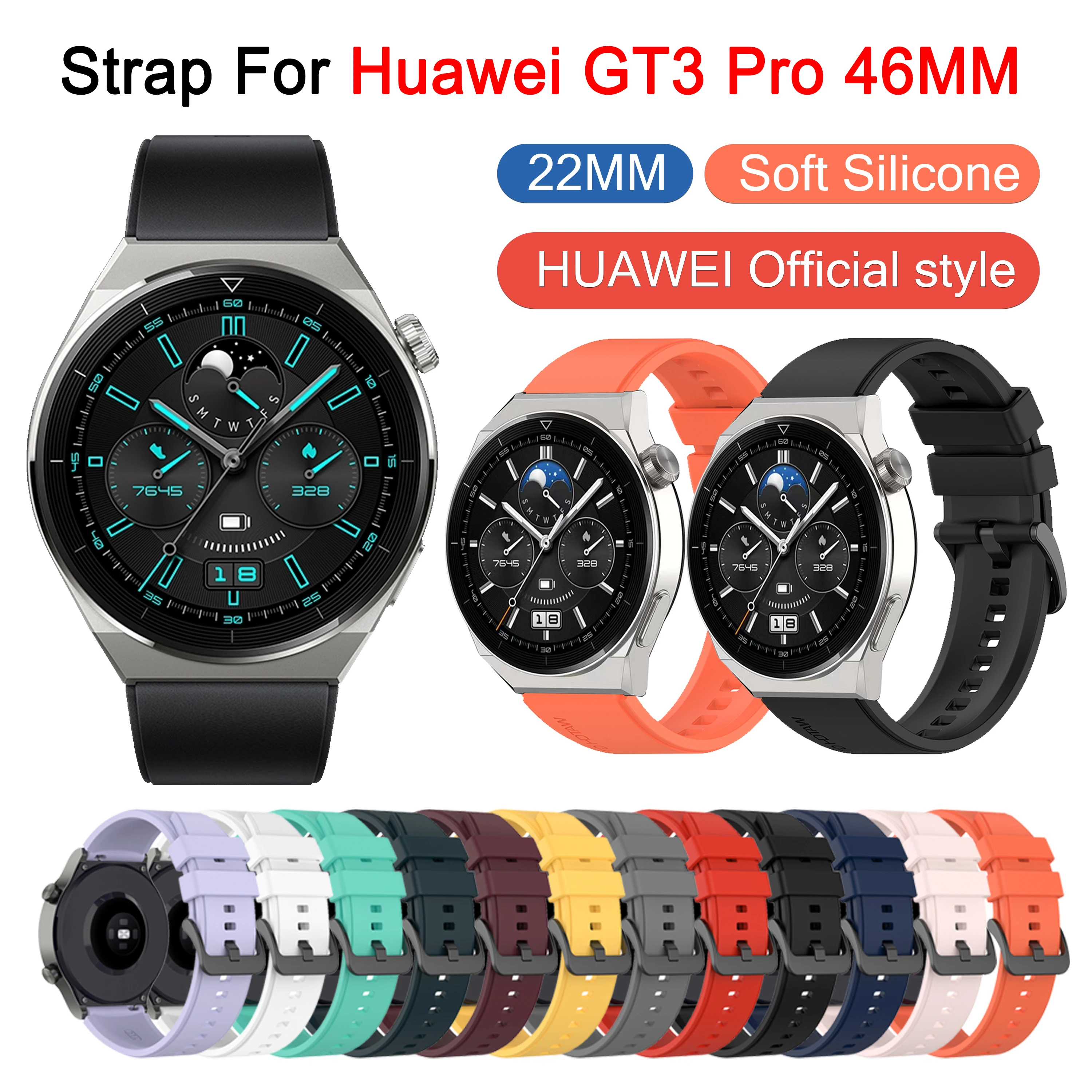 22mm Soft Silicone Strap for Huawei Watch GT3 Pro SmartWatch Band Original Bracelet for Huawei GT 2 Pro GT3 46MM Watchband Wrist