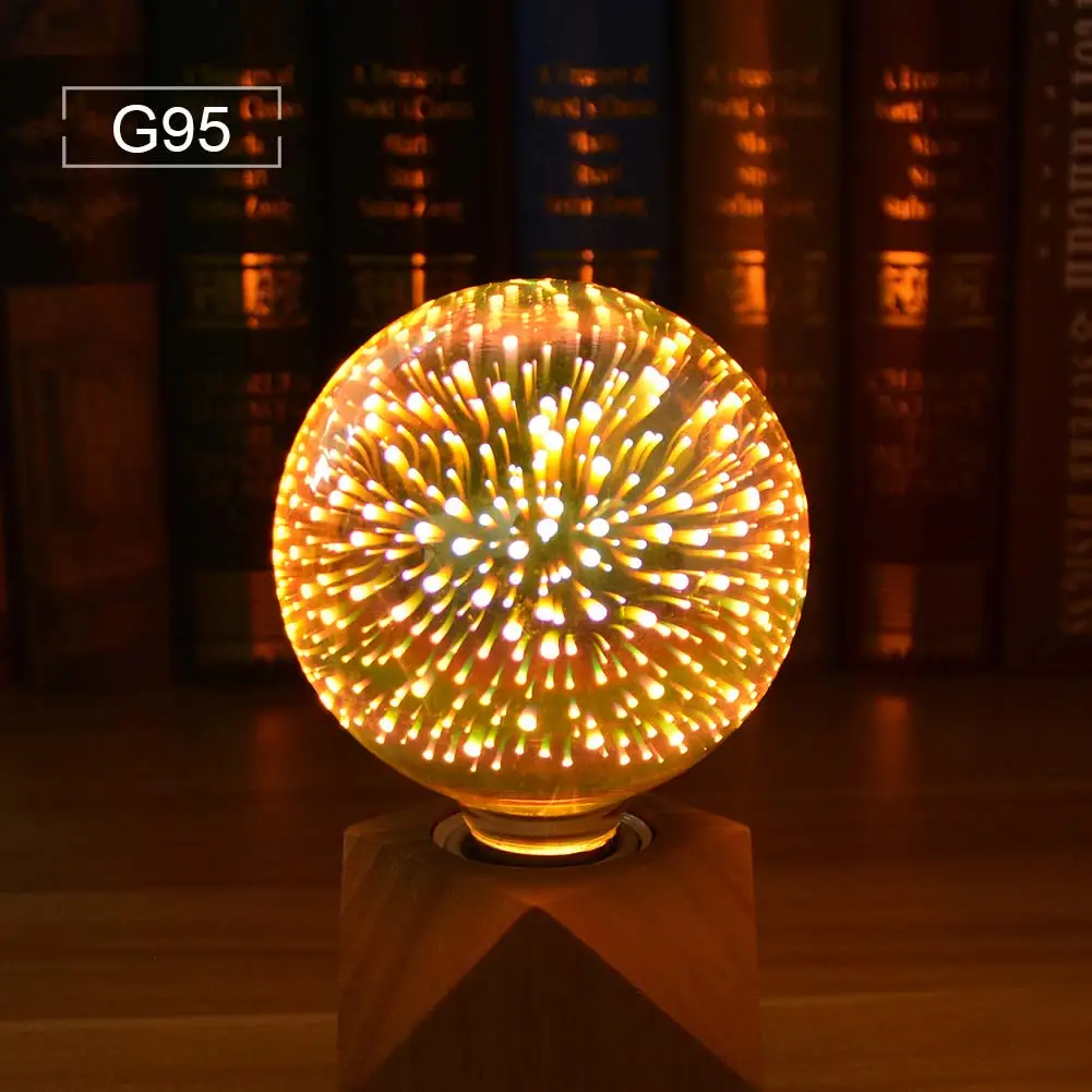 E27 Vintage Star Fireworks Lamp Holiday 3D Table Decoration Lamp Fireworks Effect Colorful Night Light Ampoule LED Lamp Lighting