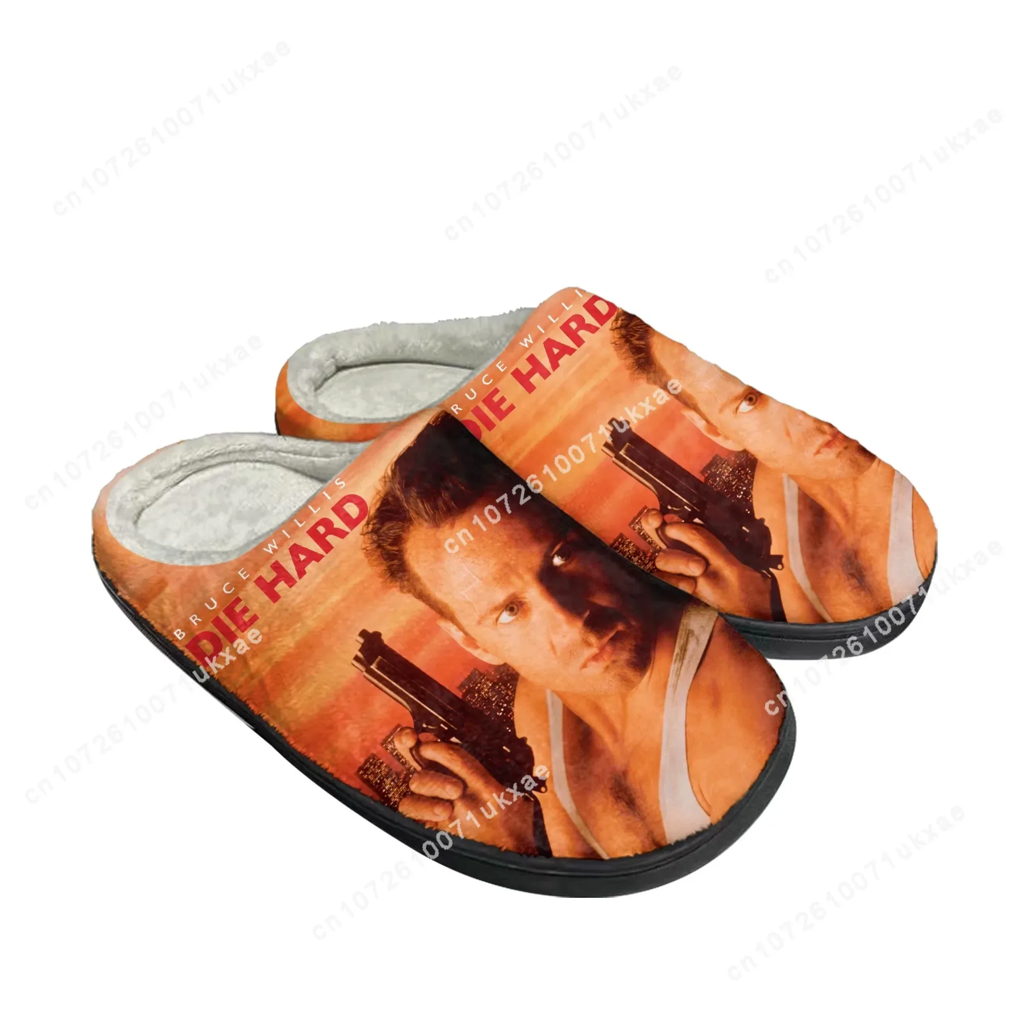 Die Hard-Zapatillas de algodón de Bruce Willis para hombre y mujer, zapatos de felpa para dormitorio, informales, mantienen el calor, zapatillas térmicas personalizadas, zapatos DIY