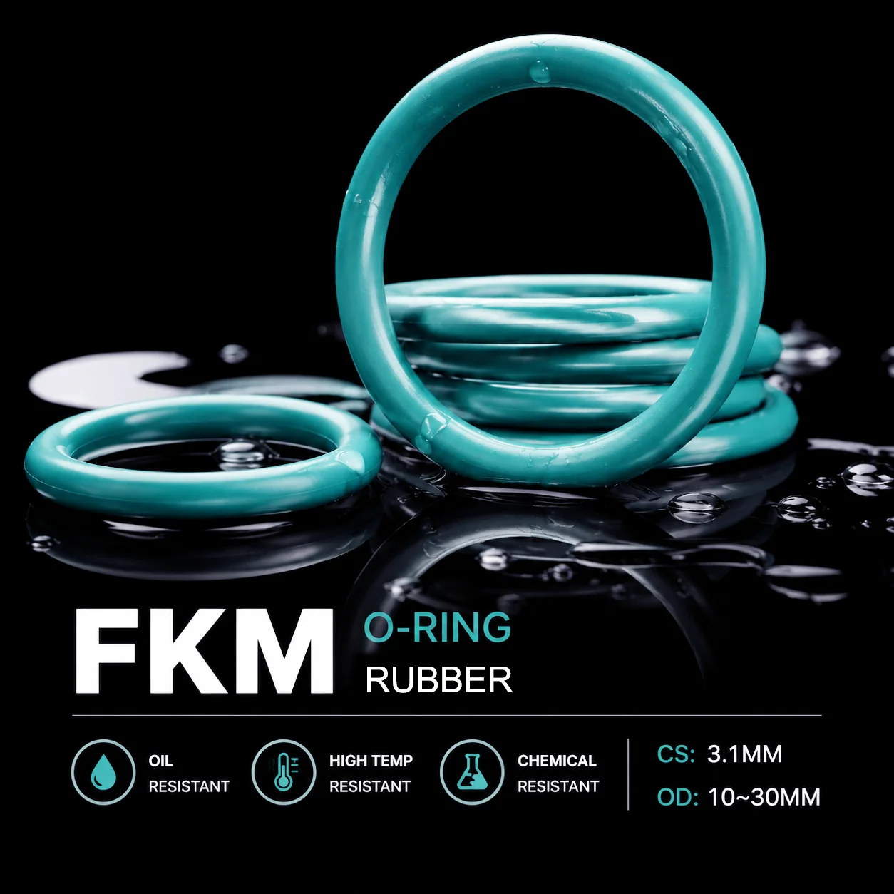 10Pcs FKM O-Ring CS 3.1mm OD 10~30mm Corrosion resistant/acid alkali/high temperature pipeline pump valve sealing rubber ring