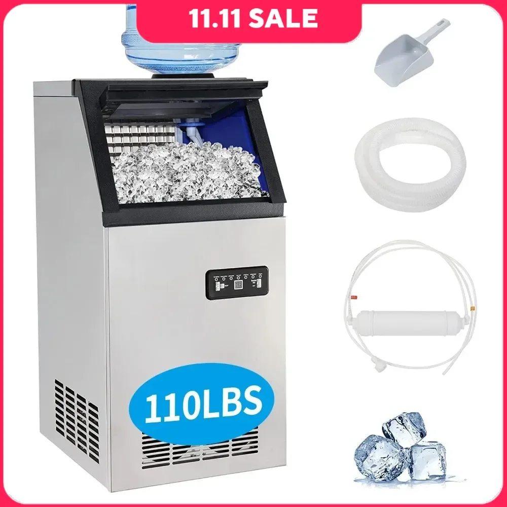 

Ice Maker, 110lbs/24h, 24lbs Storage Bin, Under Counter/Freestanding Automatic, Countertop Ice Maker