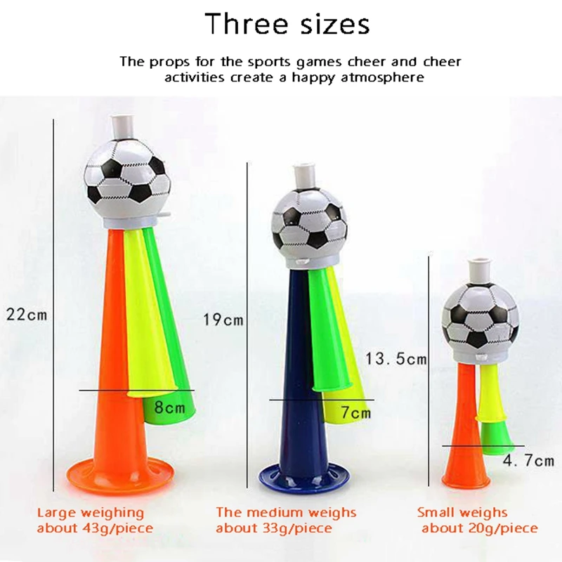 10 Stuks Sport Spel Trompet Speelgoed Drie Toon Vuvuzela Stadion Hoorns Voetbalfans Noise Maker Juichende Rekwisieten Voor Voetbal