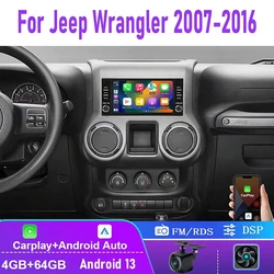 4-64GB For Jeep Wrangler JK 2007-2016 Car Stereo Radio Wireless Apple Carplay Android 13 Head Unit Reversing Image