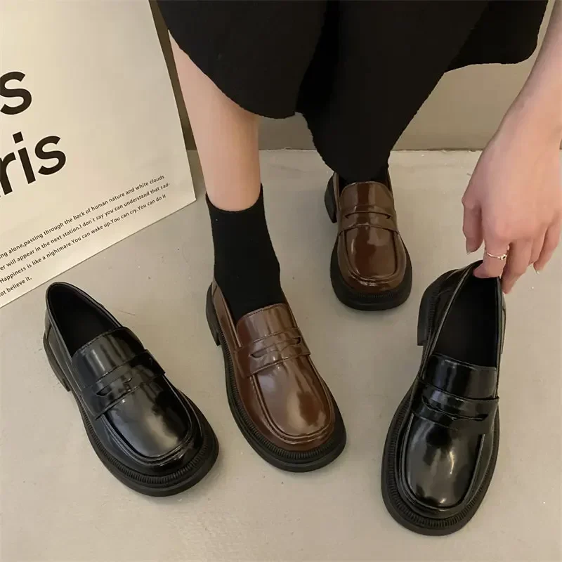 Mocassins Ronds Bruns Rétro pour Femme et Fille, Chaussures d'Uniforme JK pour Écolières Japonaises, pour Cosplay Lolita, Taille 42