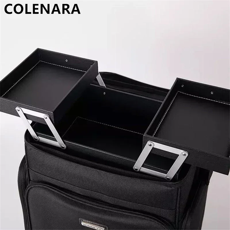 COLENARA New Luggage Ladies Oxford Cloth Beauty Toolkit Collapsible Detachable Trolley Makeup Box with Wheels Rolling Luggage