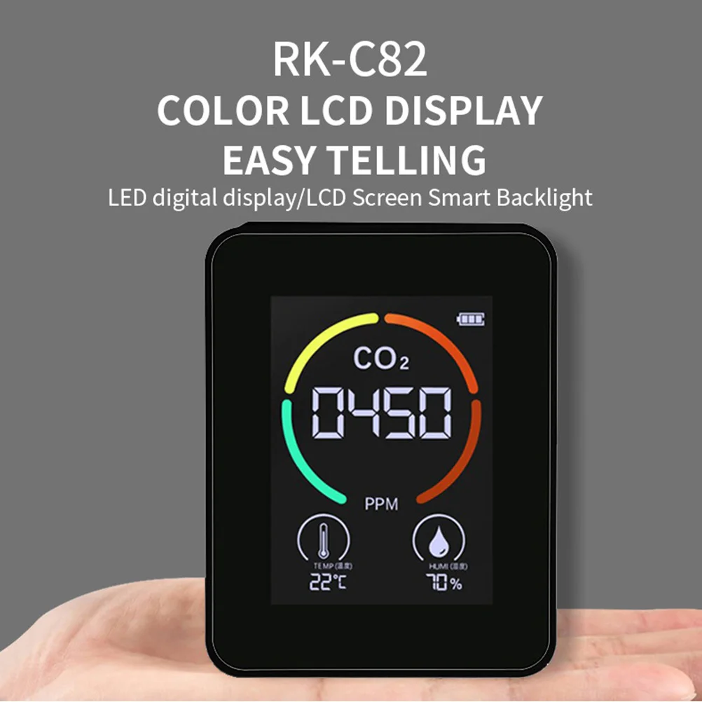 

Co2 Lightweight Wall-Mounted Carbon Dioxide Sensor for Indoor Use with USB Charging Long Life
