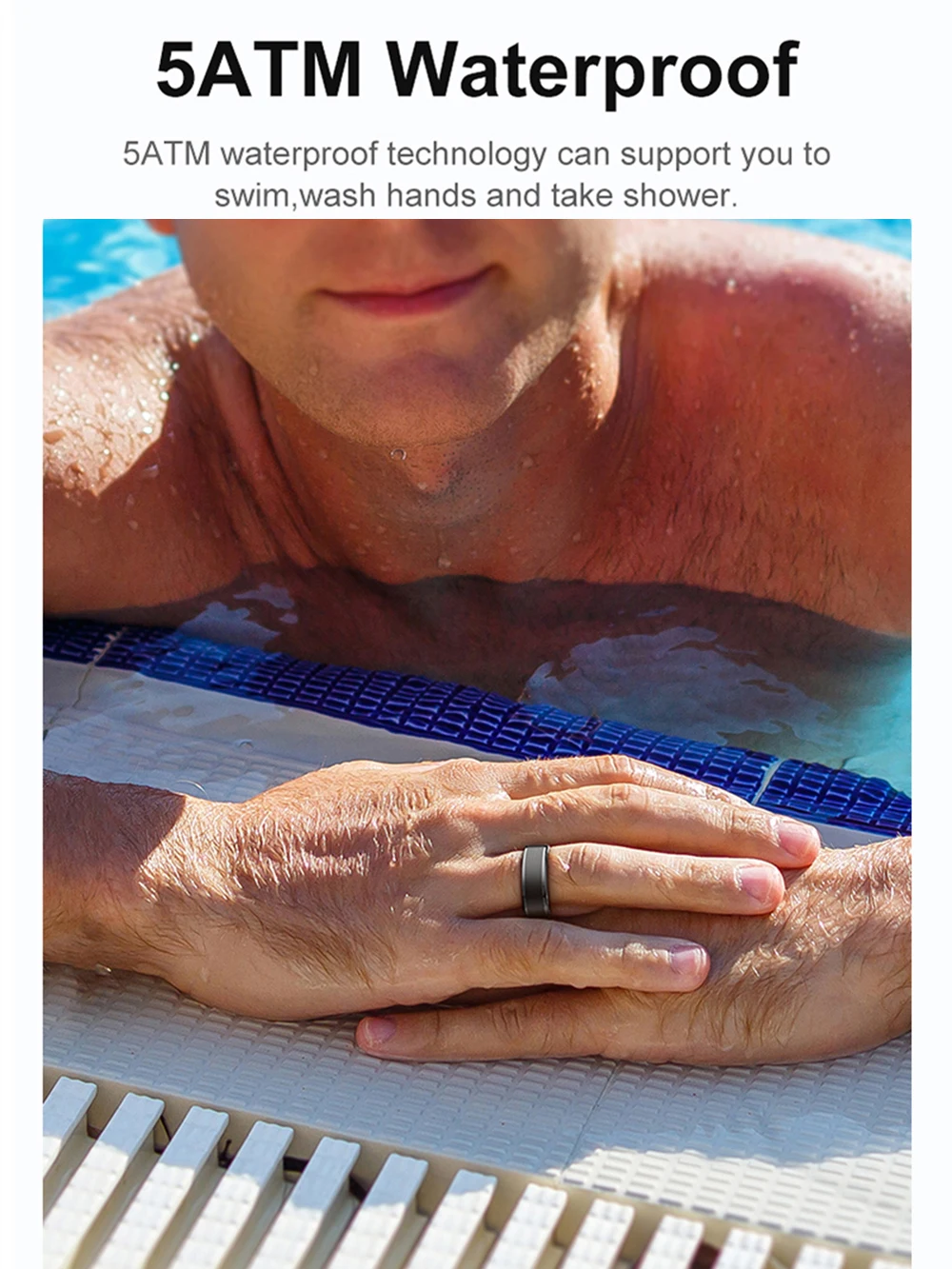 Anello intelligente per uomo donna, monitoraggio della salute del sonno della frequenza cardiaca, impermeabile IP68 e 5 ATM, modalità multi-sport, batteria a lunga durata