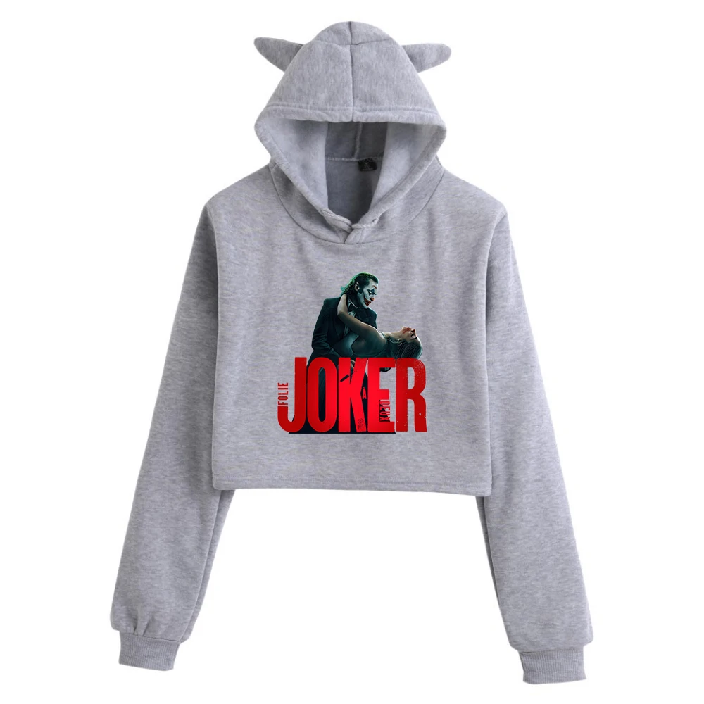 Joker: Folie A Deux Joker2 Kattenoren Crop Tops Met Lange Mouwen Meisjes Mode Hoodie