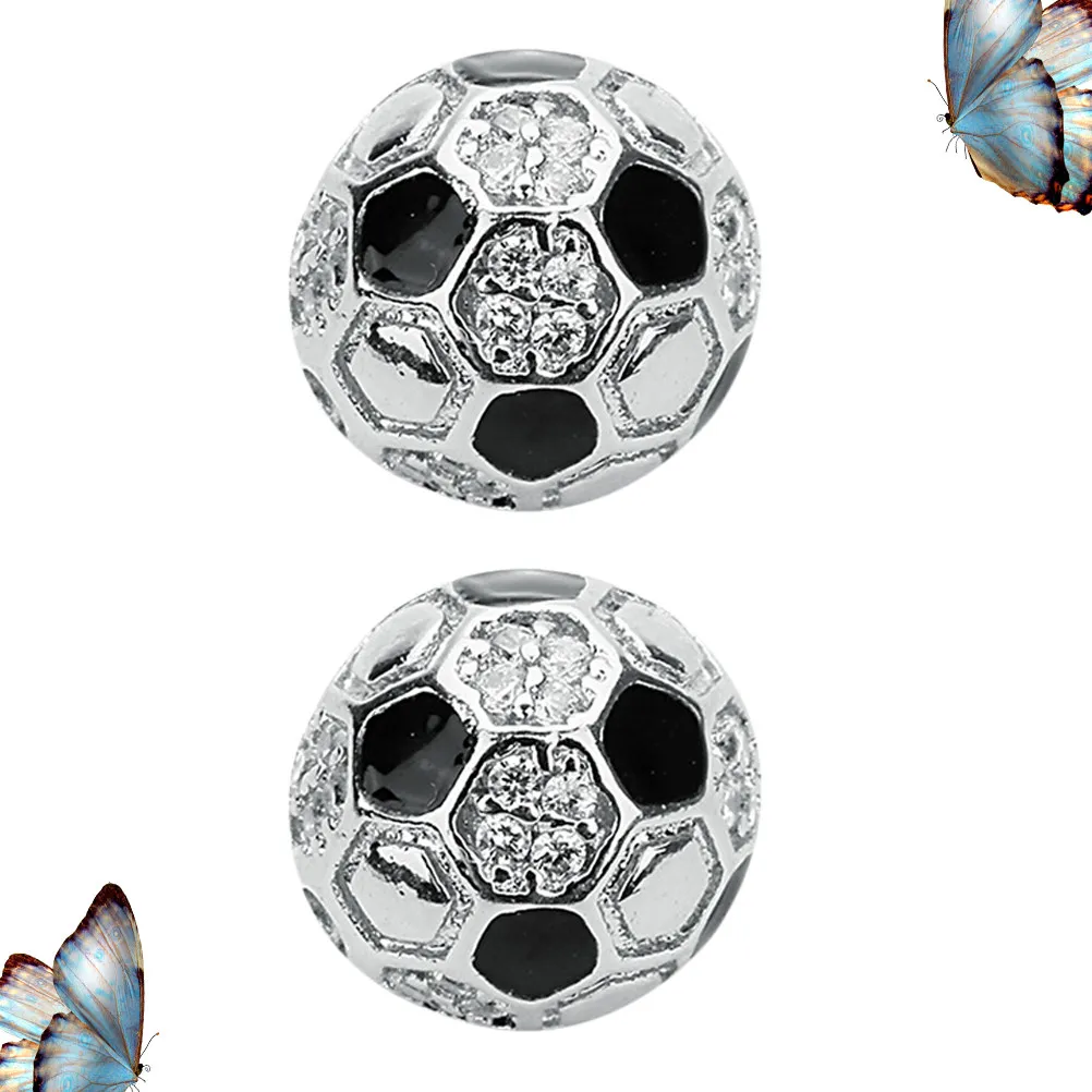 2Pcs Spacer Beads Pendant Set Glossy Copper Gold-Plated Zircon Decor Drip Oil Finish Perfect for DIY Necklace
