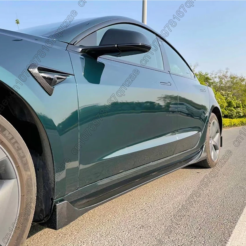 Gonna laterale auto nera 4 pezzi per Tesla Model 3 2017-2022 estensioni paraurti laterale diffusore Spoiler kit corpo protettore modificato